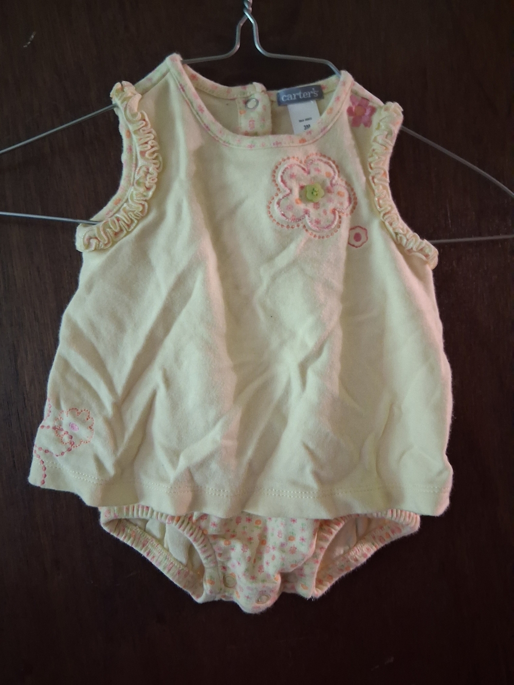 Vintage Carter's Pale Yellow Floral Baby Romper